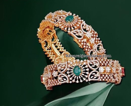 Diamond Emerald Bangles from Mangatrai - Jewellery Designs