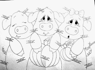 desenho de porquinhas com aboboras para pintar