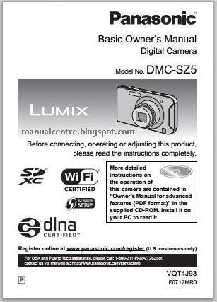Panasonic Lumix-SZ5 Manual Cover