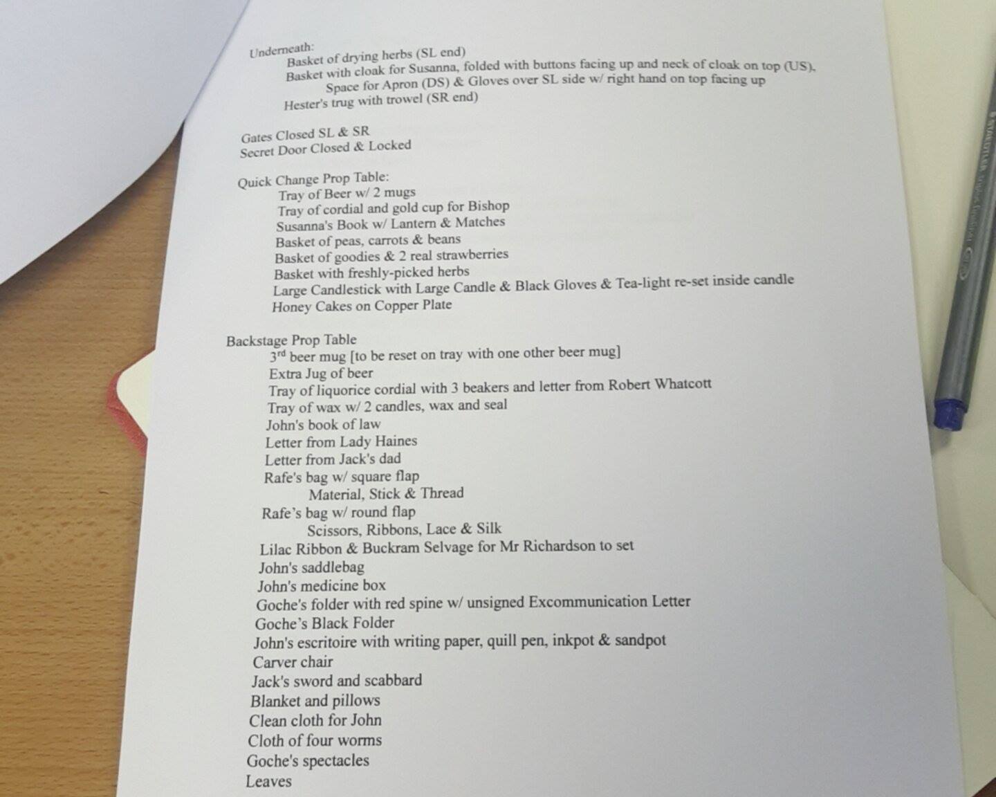 Process Workbook Stage Management Lesson 2 Role of a SM, DSM and ASM 27/10/16