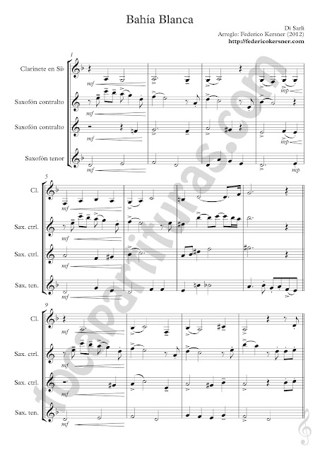 Partitura del Guión Score de Bahía Blanca por Federico Kersner