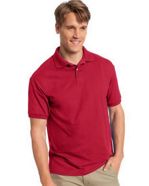 Hanes 054X Mens Comfortblend Jersey Polo - Deep Red – L