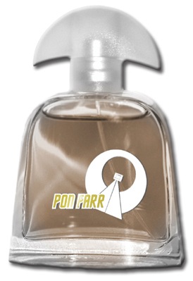 Pon Farr perfume bottle, with title rendered in classic 'Star Trek' logo typeface
