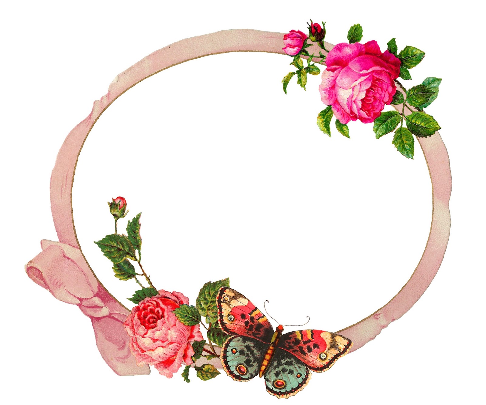 The Graphics Monarch Digital Scrapbooking Butterfly Rose Frame Printables