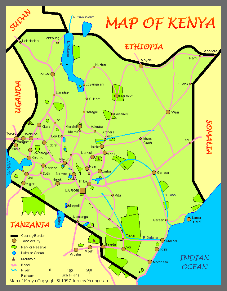 KENYA - GEOGRAPHICAL MAPS OF KENYA