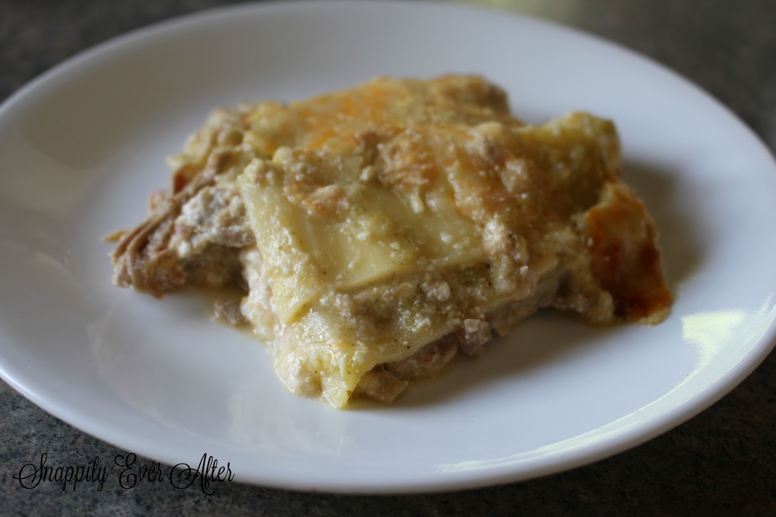 Snappily Ever After Green Chili Lasagna