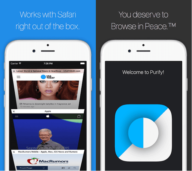 أفضل 3 تطبيقات منع الإعلانات على iOS 9 Purify