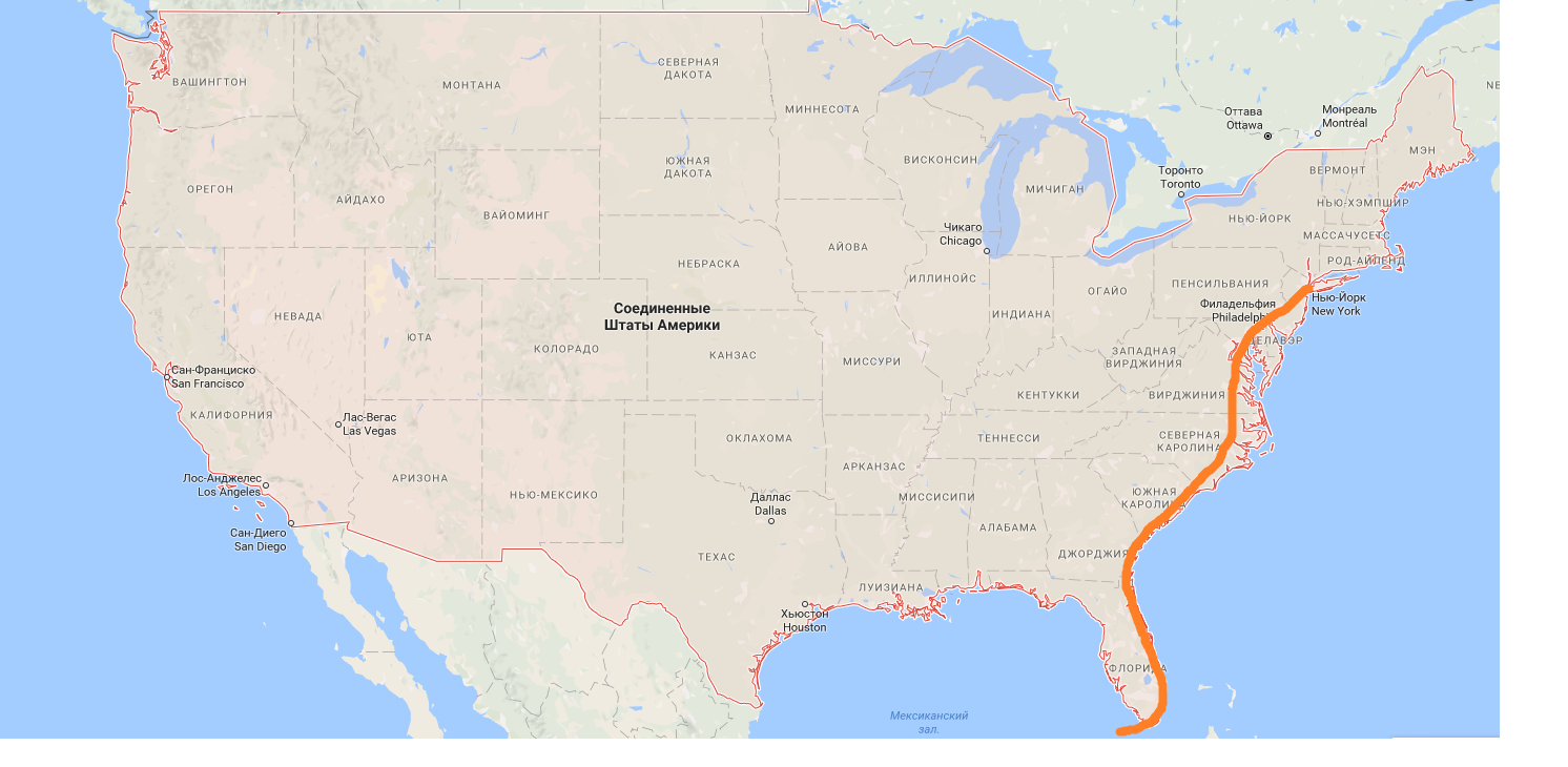 Восточное побережье америки города. Восточное побережье Северной Америки на карте. Юго-Восточное побережье США на карте. Северное побережье США на карте. Восточное побережье США на карте.