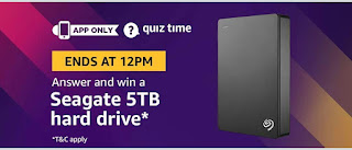 Amazon Quiz Time-Answer & Win Seagate 5TB hard drive