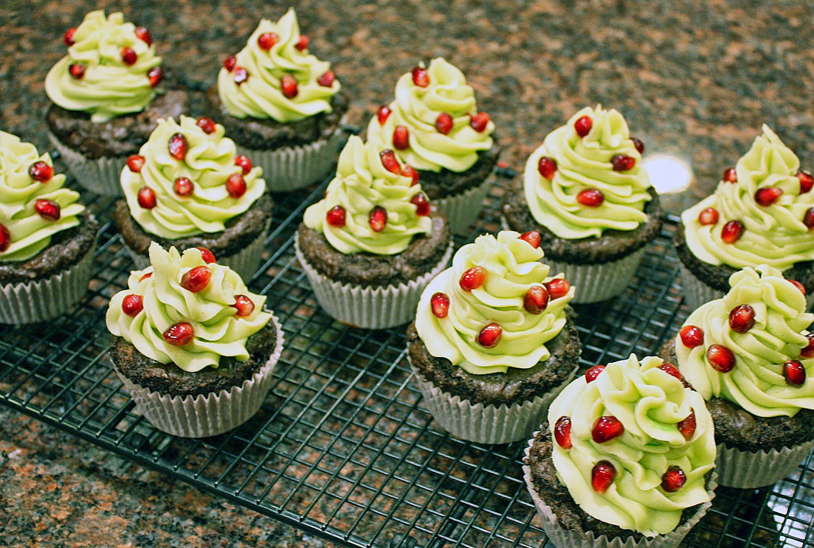 vegan fudgy brownie cupcakes with matcha frosting