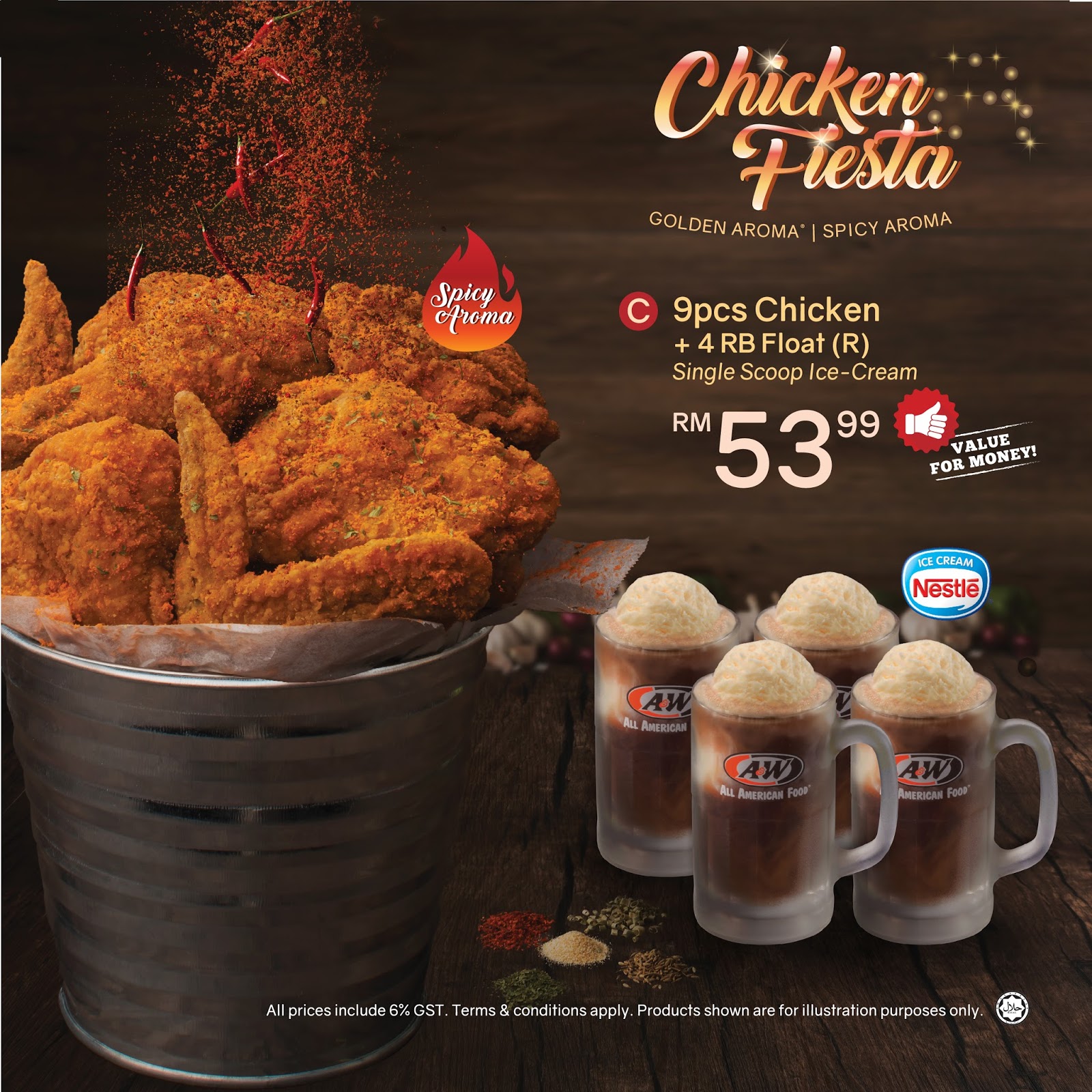 Promosi Chicken Fiesta di A&W Malaysia Golden Aroma & Spicy Aroma Chicken
