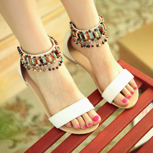 Amazon.com: Cute Sandals for Women, Womens Flats Sandals Elastic Strap  Summer Beach Elegant Sandals Bohemia Shoes Sandal Black : Sports & Outdoors