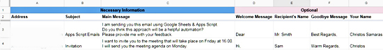 Filling The Rows With Information Filling The Rows With Information