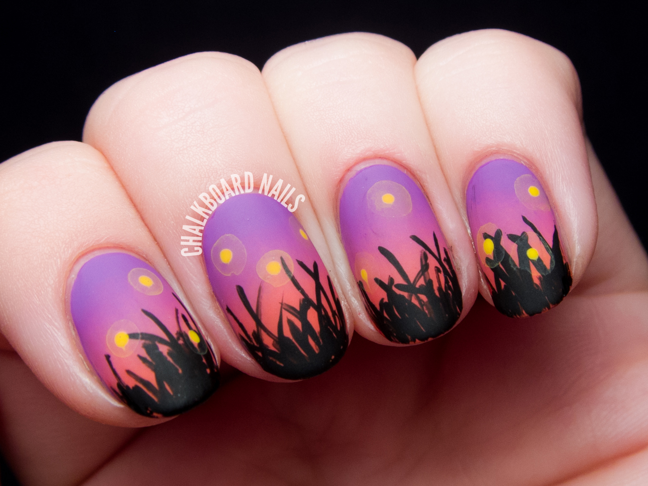 Fireflies in the Field at Sunset by @chalkboardnails