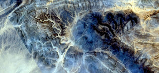The Big Blue, mirage in the desert of Africa, abstract photography African deserts from the air, textures bluestone, blue and yellow backgrounds, branched white lines, abstract expressionism, The Big Blue, mirage in the desert of Africa, abstract photography African deserts from the air, abstract expressionism,
