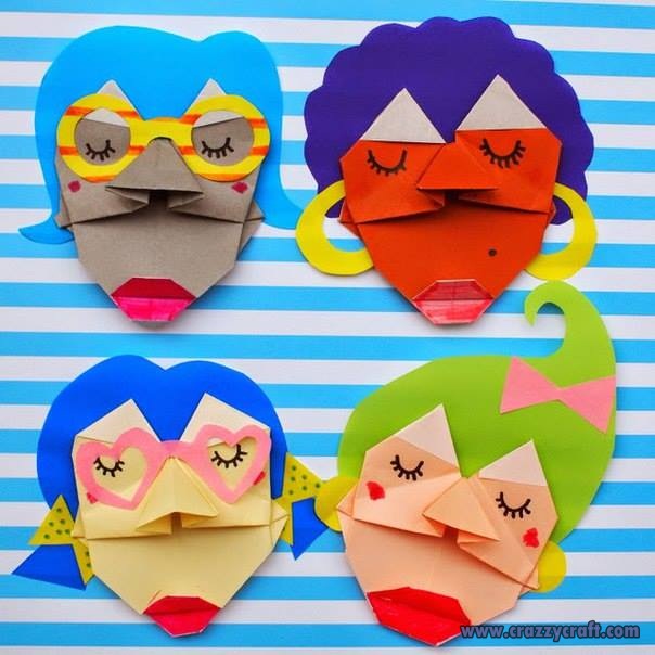 funny origami face for kids - crazzy craft