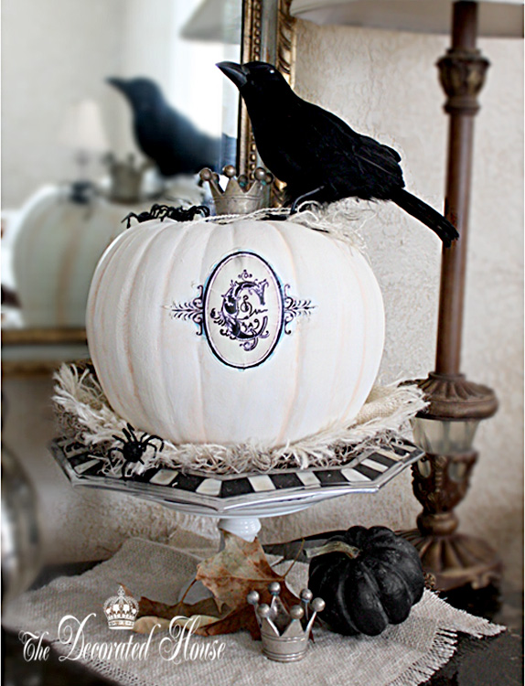 The Decorated House :: Halloween Decorating : Monogram White Pumpkin