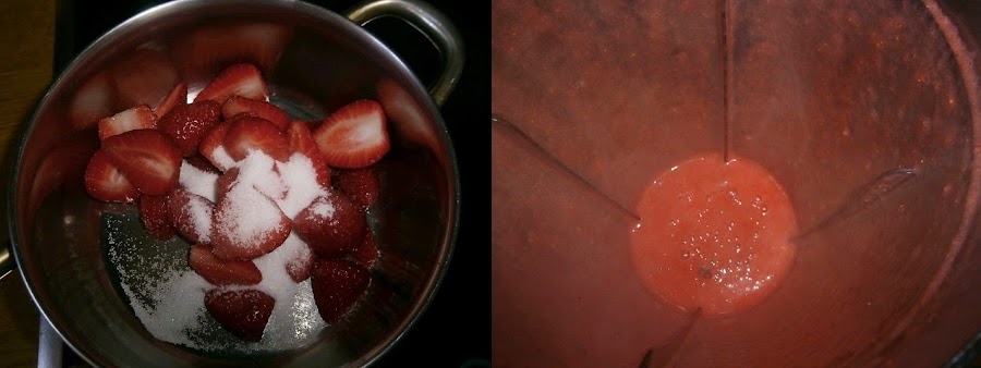 preparación magdalenas con leche condensada y fresas