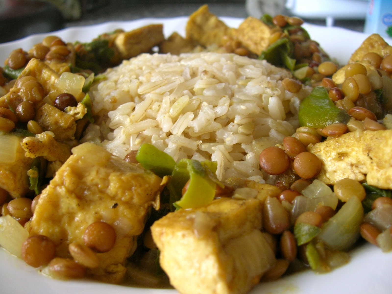 a domestic disturbance Lentil and Tofu Curry
