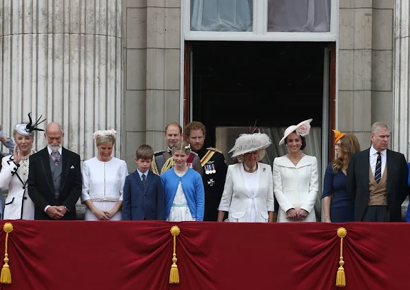 Prince Charles, Camilla, Duchess of Cornwall, Catherine, Duchess of Cambridge, Prince William, Prince George, Princess Charlotte, Prince Harry, Anne, Princess Royal, Sophie, Countess of Wessex,