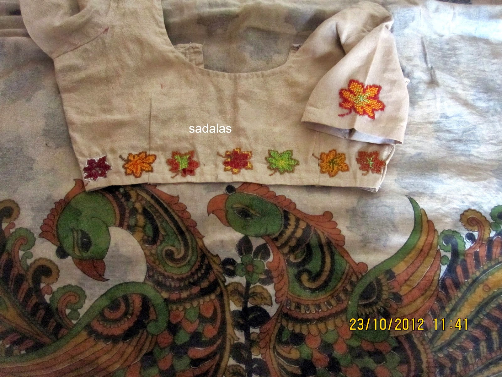 Sadala's Embroidery Cross Stitch Saree Blouse