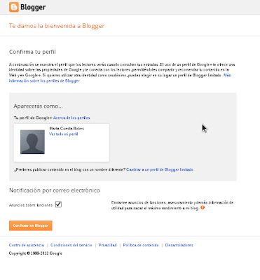 Configuración de la cuenta de Blogger
