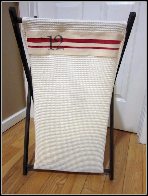 grain sack striped hamper