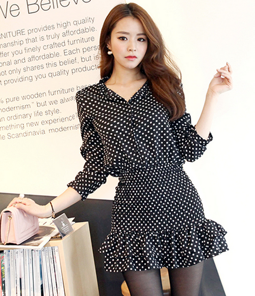 [Dabagirl] Frilly Hem Polka Dot Dress | KSTYLICK - Latest Korean ...