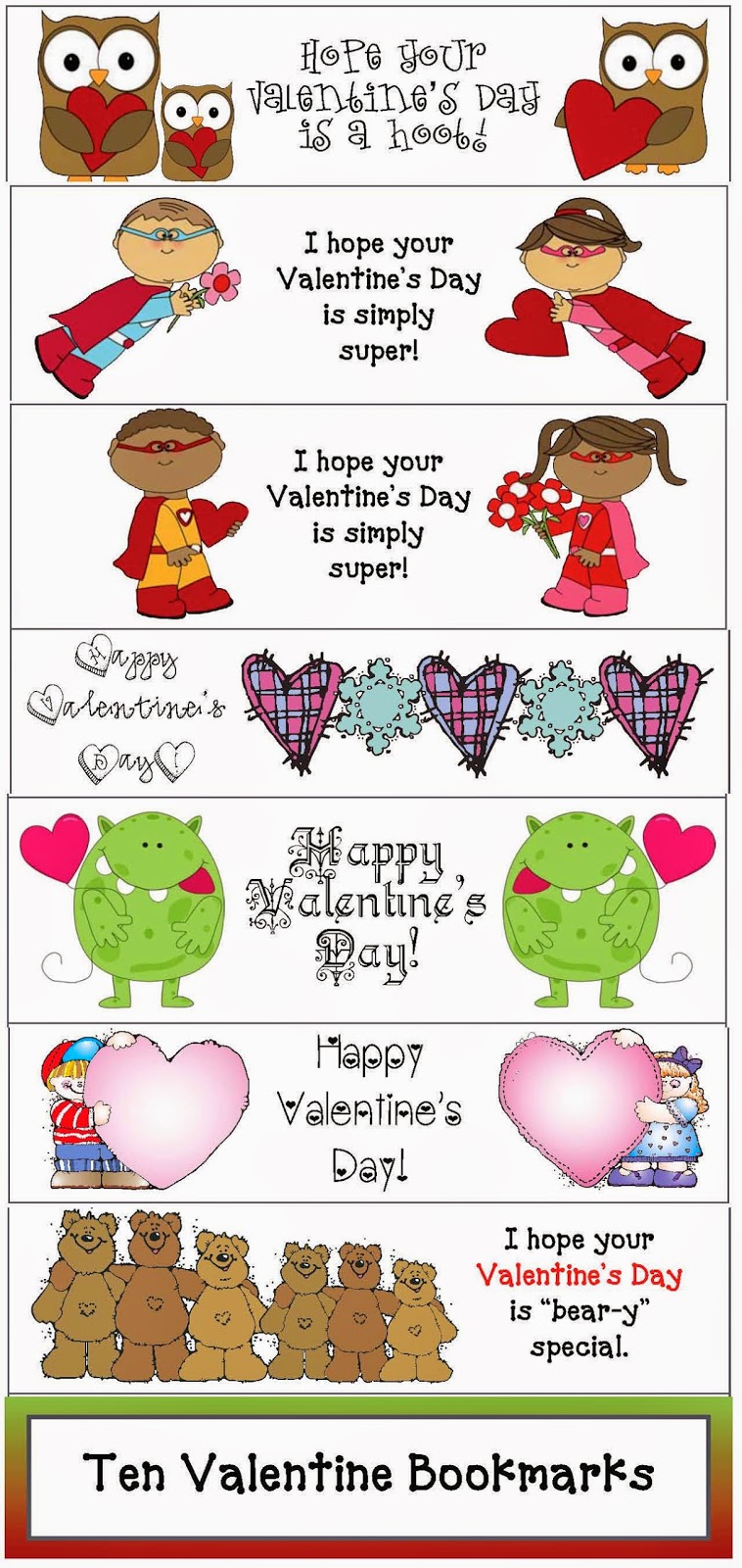 Classroom Freebies: Valentine Bookmarks