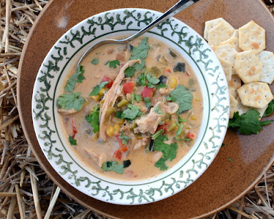 White Chicken Chili ♥ KitchenParade.com, a spicy-but-not-too-spicy concoction of chicken, spices, chilies and white beans, so good on a chilly night! Fresh & Seasonal. Hearty & Filling. Weight Watchers Friendly. High Protein.