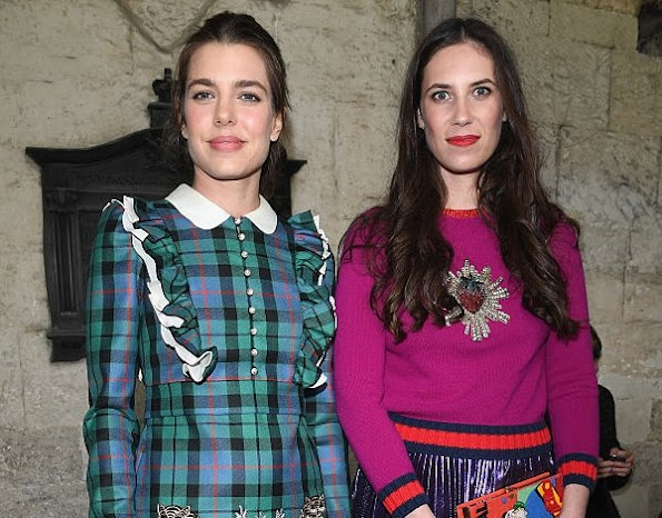 Charlotte Casiraghi and Tatiana Santo Domingo who is the wife of Andrea Casiraghi attended the "Gucci Cruise 2017" fashion show which was held at Westminister Abbey