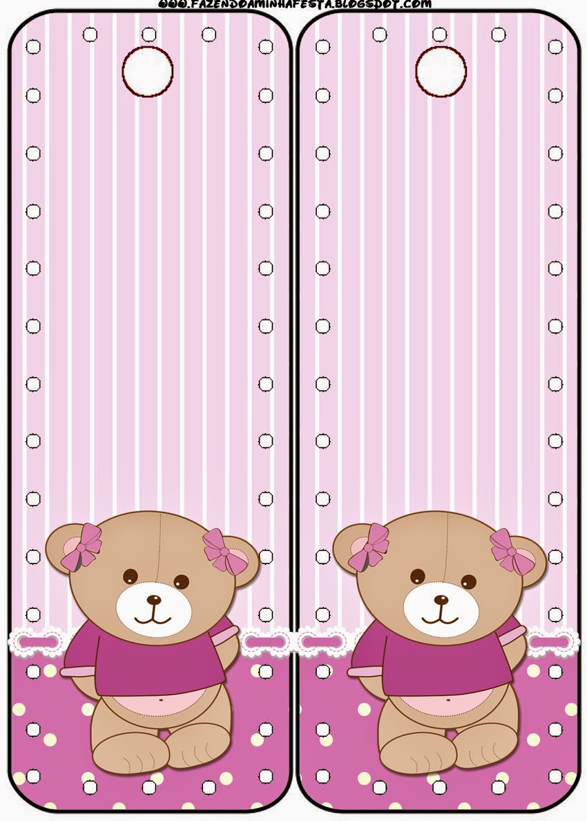 Osita en Fondo Lila: Imprimibles Gratis para fiestas. Para marcapáginas de Osita en Fondo Lila.