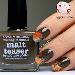 nail fall leaves autumn glitter acrylic polish paint brown gold background gradient sponge glaze brush lion piece china