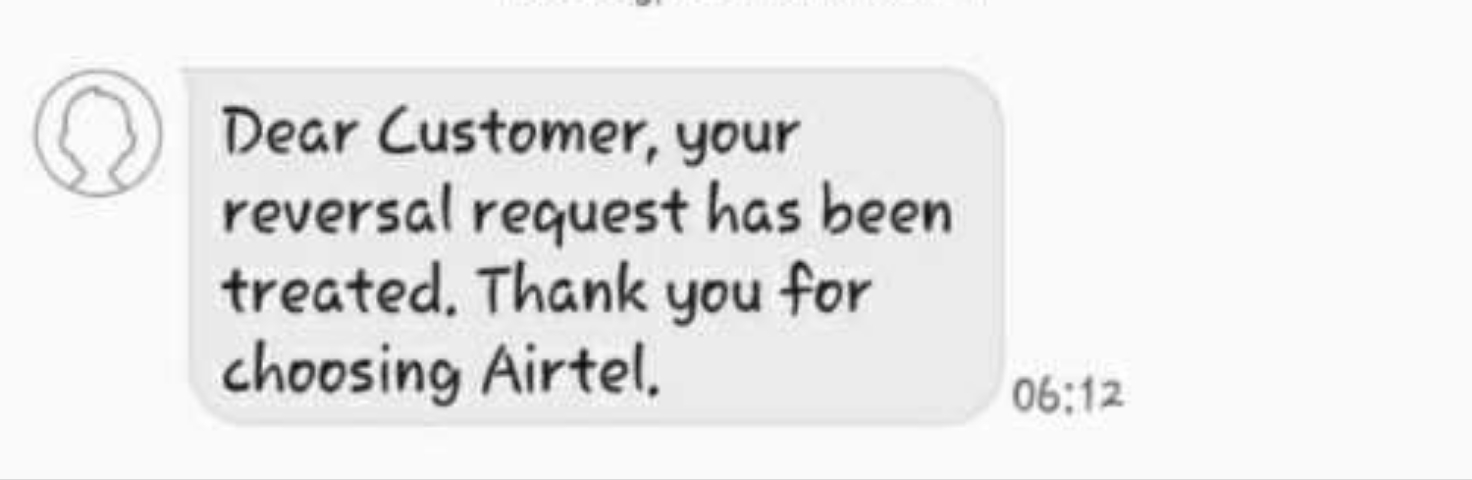Airtel reversal data sms