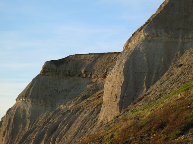 Bare cliffs after landslide on west side of west bay, Dorset.