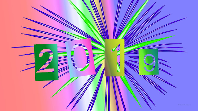 Vuurwerk 2019 wallpaper in pastelkleuren.