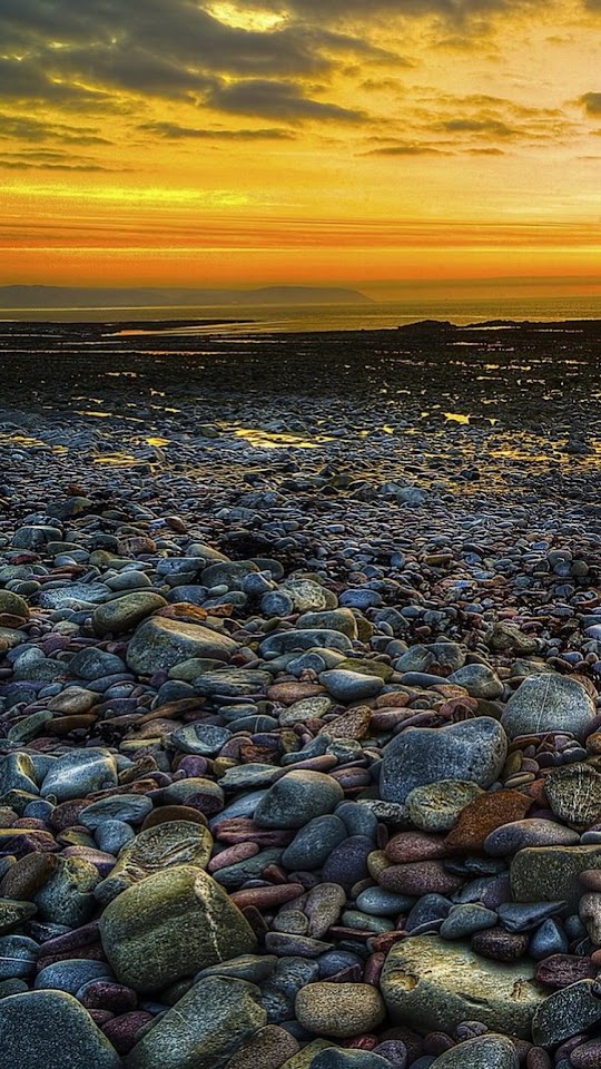 Beach Rocks Sunset HDR  Android Best Wallpaper