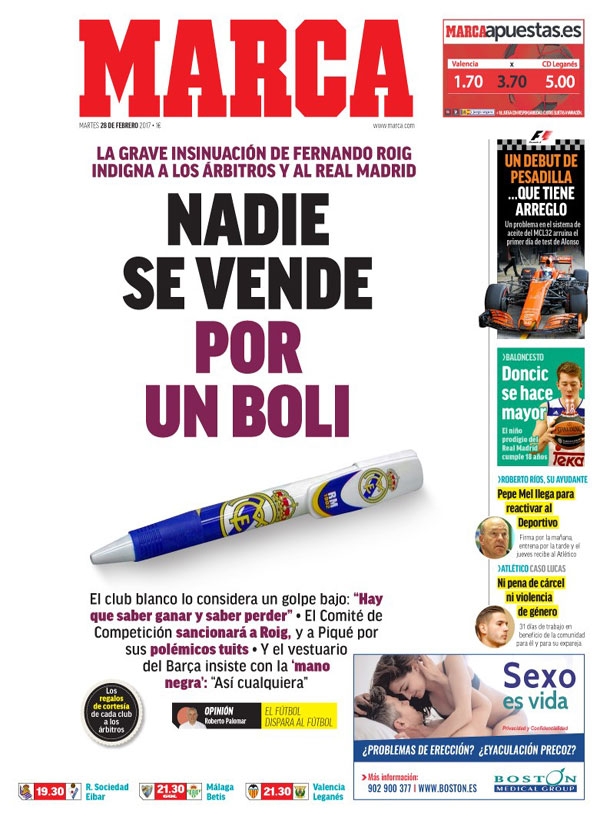 Real Madrid, Marca: "Nadie se vende por un boli"