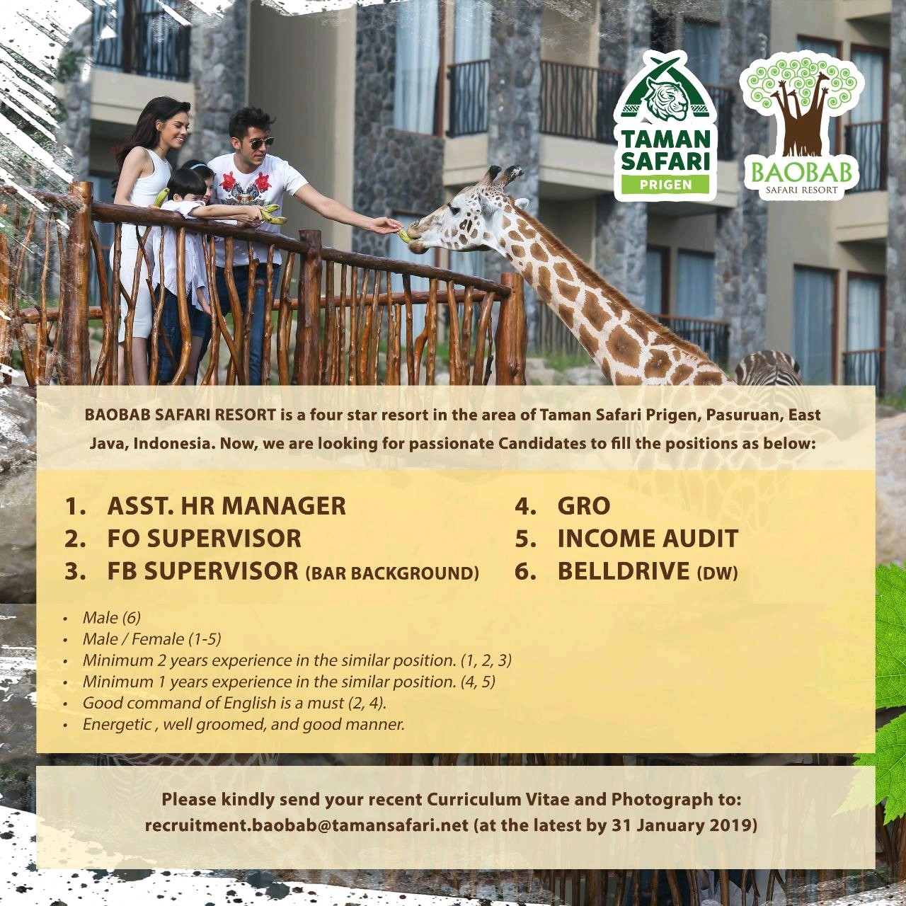 Lowongan Kerja BAOBAB SAFARI RESORT (Taman Safari Prigen