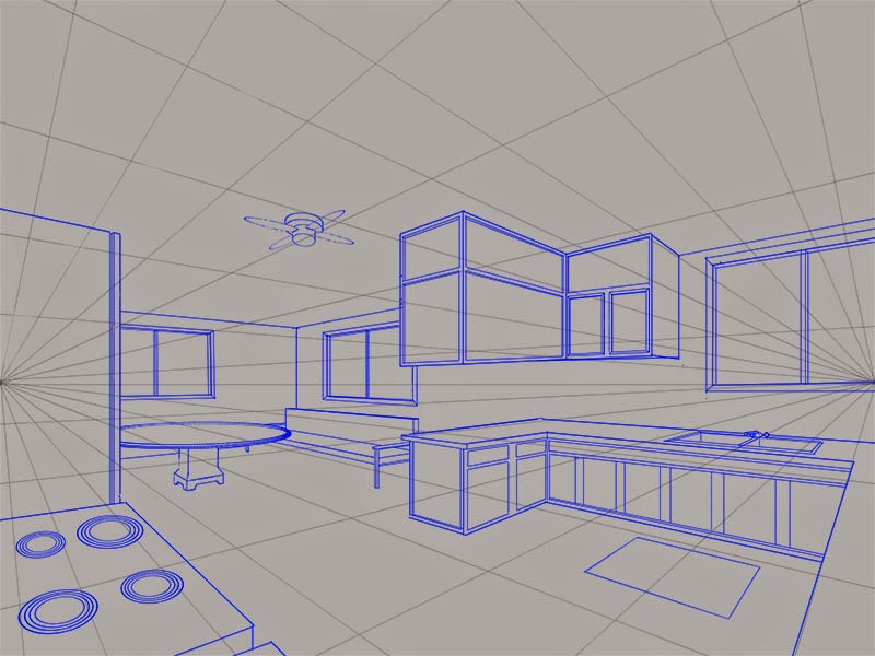 Kight Neale A Two Point Perspective View Of The Kitchen In My House