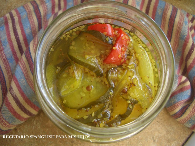 Recetario Spanglish para mis hijos: Pepinos agridulces en conserva (sweet  and sour cucumbers preserve)