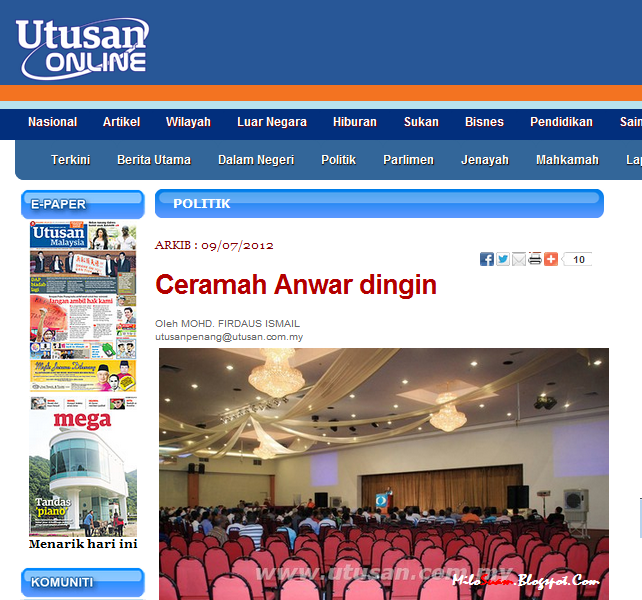 Ceramah Anwar dingin dan hambar kata Utusan Malaysia 