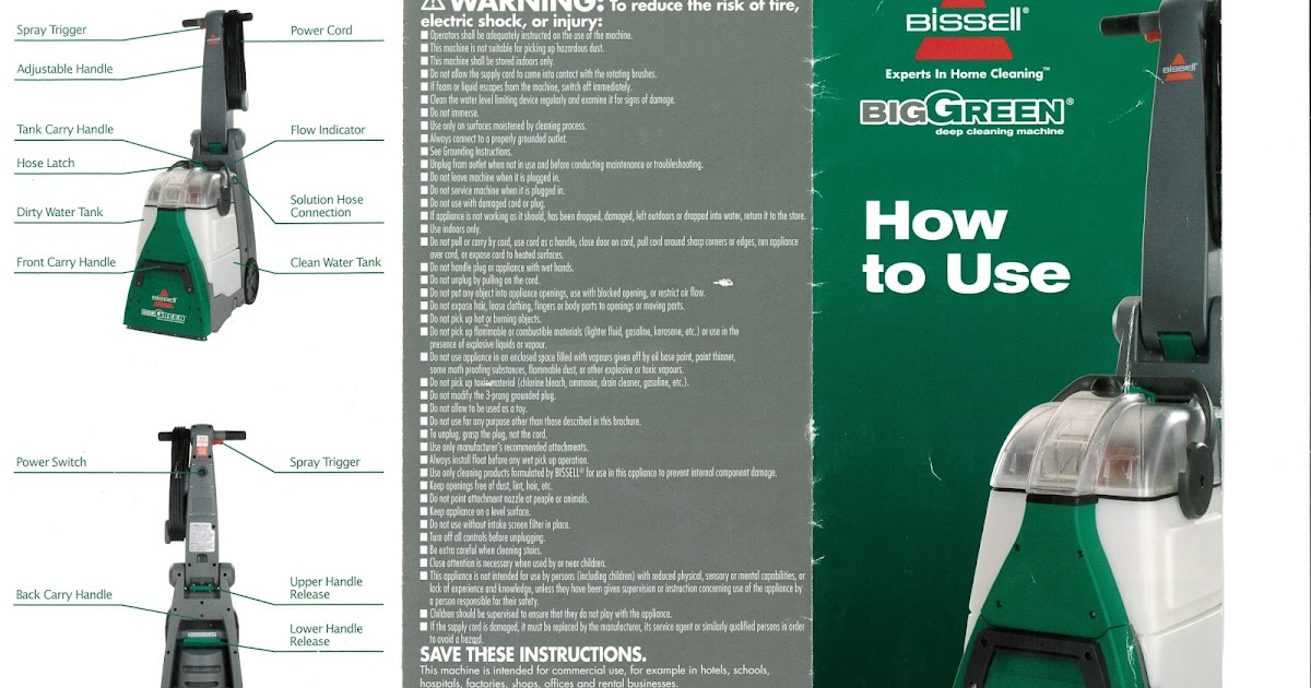 Bissell 'Big Green' Instructional Pamphlet