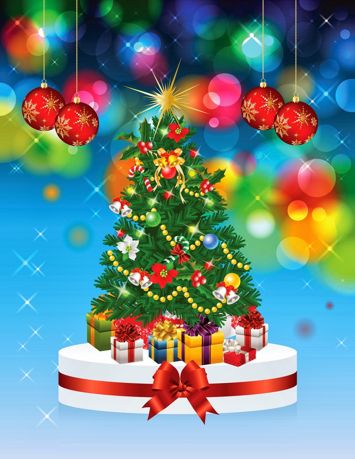 Banco de Imágenes Gratis 20 arbolitos de Navidad con adornos, luces