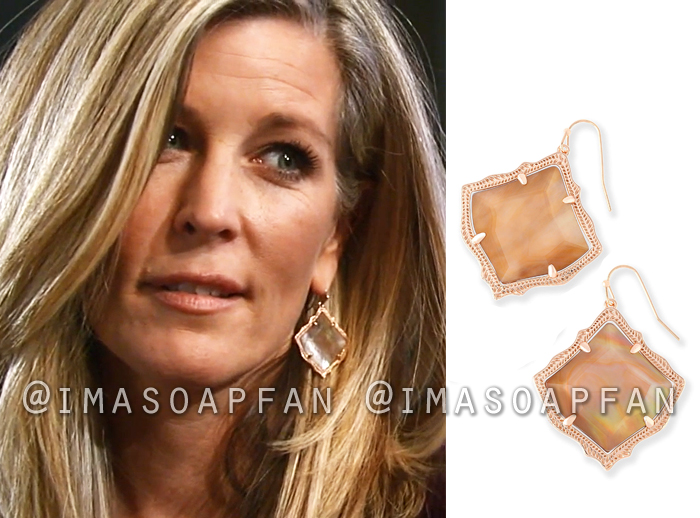 Carly Corinthos, Laura Wright, Rose Gold and Brown Mother of Pearl Drop Earrings, Kendra Scott, General Hospital, GH