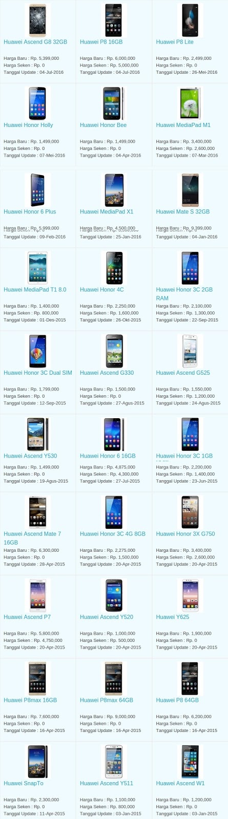 Daftar Harga Hp Terbaru Huawei Juli 2016 Daftar Harga Hp Terbaru Huawei Juli 2016