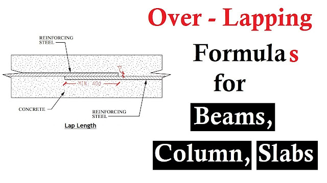 steel bars over-lap formulas used in Column, slab, beams