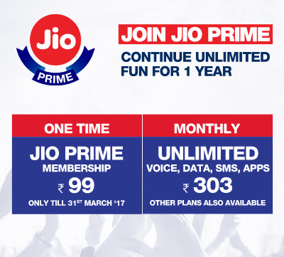 Jio Prime offer detailed Informations, Benefits and Process.