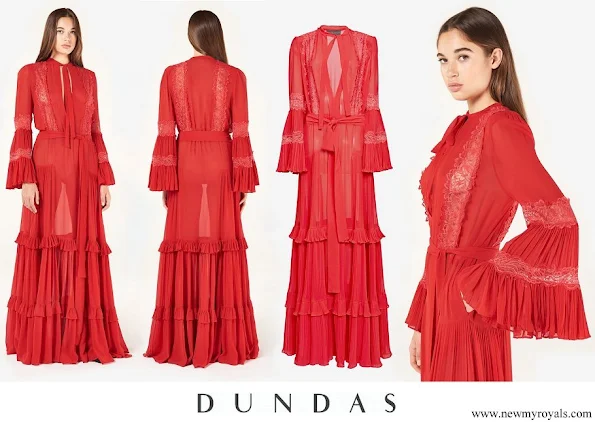 Queen Sonja wore Dundas Ruffled Silk Georgette Dress