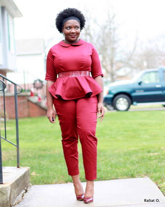 burgundy peplum top